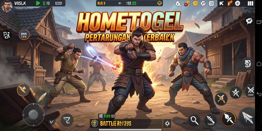 Screenshot HOMETOGEL menunjukkan aksi intense dalam pertempuran Battle Royale.