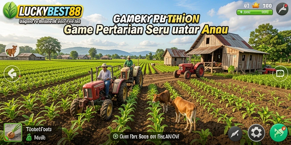 Tampilan gameplay LUCKYBEST88 dengan aktivitas pertanian yang menarik.