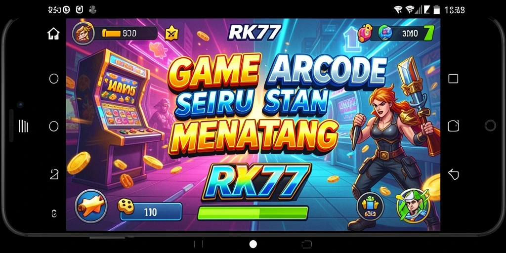 Screenshot dari gameplay RK77 yang menampilkan aksi seru di level Arcade.
